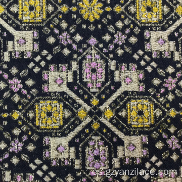 Tejido de brocado jacquard de doble clase de oro negro